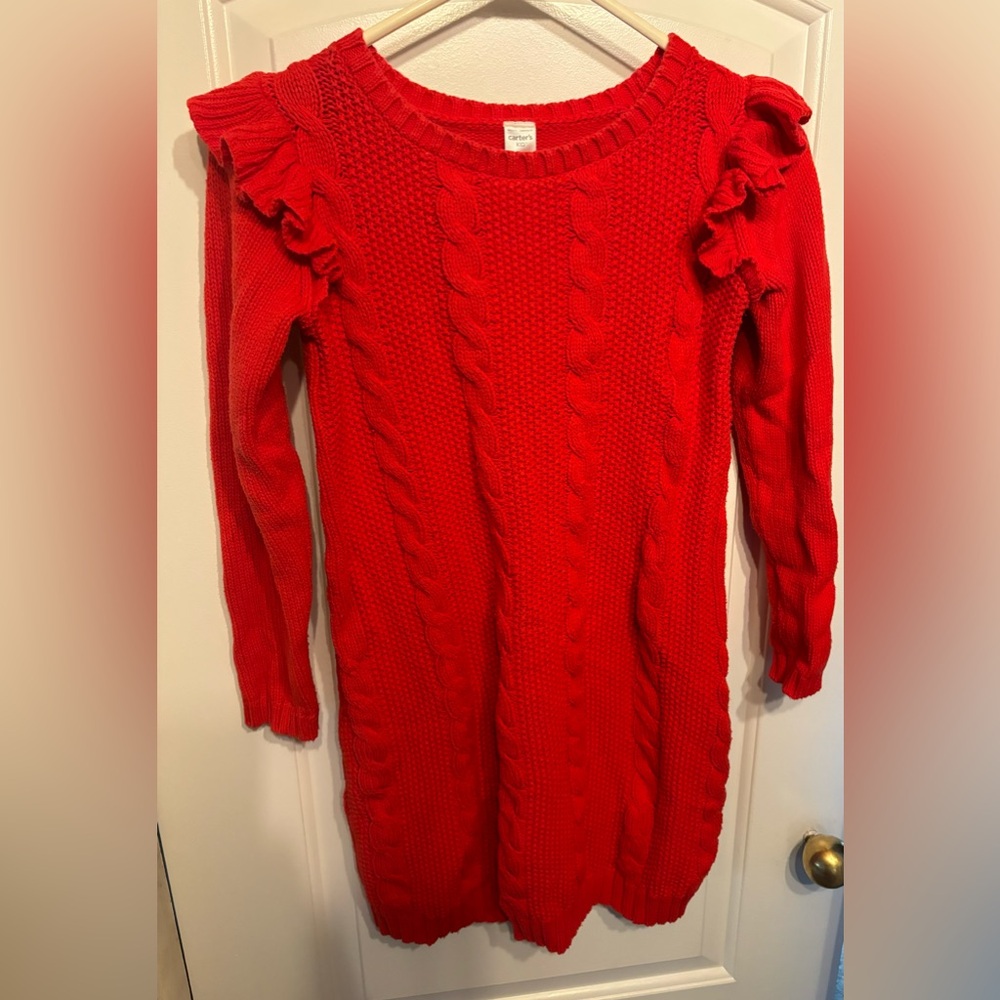 Girls Red Corded Sweater